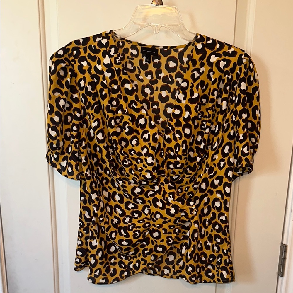 Who What Wear Leopard Print Puff Sleeve Blouse